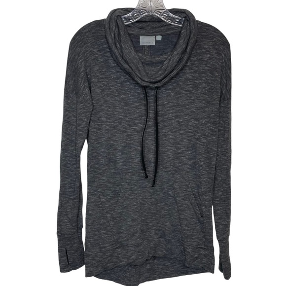 Athleta Tops - Athleta Studio Cowl Neck Pullover Top Kangaroo Pocket Gray Yoga Sz S